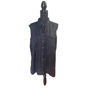 Chico’s Black Sleeveless Linen Blouse Size 16